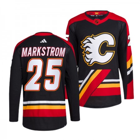 Miehille NHL Calgary Flames Pelipaita Jacob Markstrom 25 Adidas 2022-23 Reverse Retro 2.0 Musta Authentic